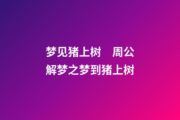 梦见猪上树　周公解梦之梦到猪上树